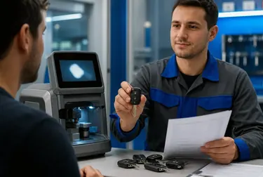 Chaveiro confeccionando uma chave codificada.